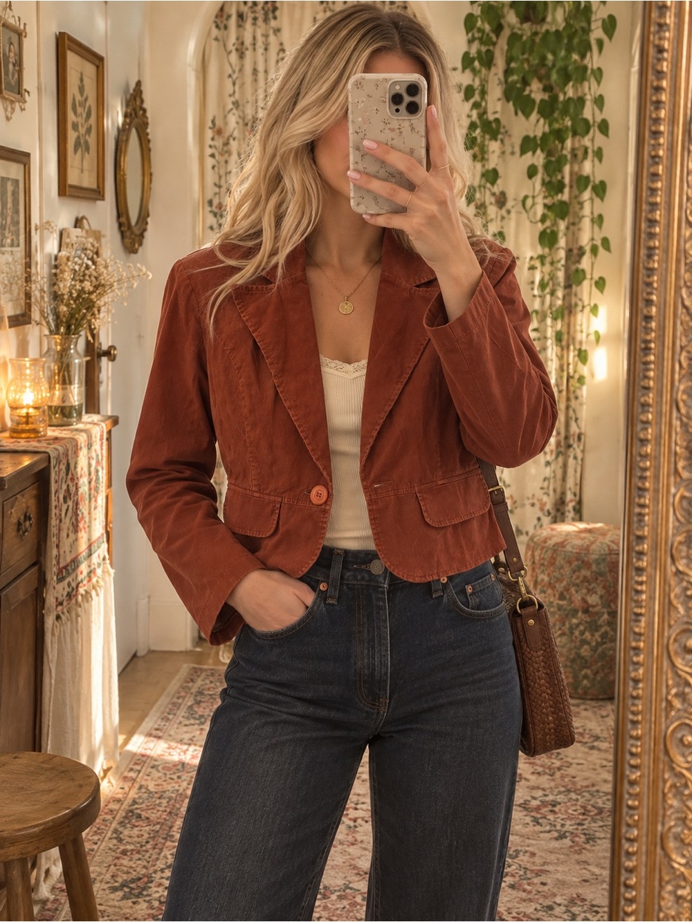 Final Touch Rust Cropped Blazer Jacket
